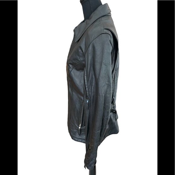 Power Trip leather motorcycle zip front jacket, size M - Picture 3 of 7